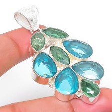 Topacio azul suizo, piedras preciosas de amatista 925 colgante de joyería de ...