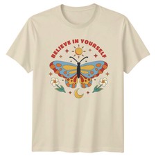 Camiseta Believe In Yourself Gráfica Mariposa Hombre Camiseta Mujer Top Unisex