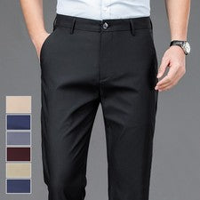 Pantalones Para Hombre Pantalón Elástico Moda Casual Trabajo Oficina Informales