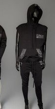 Conjunto de sudadera con capucha y pantalones jogger JD Fashion para hombre con ribete de banda negra cintura sin mangas