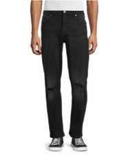 Pantalones de mezclilla negros desgastados pre rasgados calce ajustado de moda 30 X 30 nuevos con etiquetas para hombre