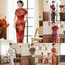 Vestido de mujer midi diario fiesta elegante moda seda artificial vestido manchado