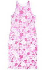 Vestido para mujer - Vestido estampado rosa púrpura - Vestido de algodón - Pequeño