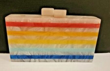 Bandolera LULU Horizontal Rayas Acrílico Mujer Bolso de Mano con Cierre Magnético Nuevo con Etiquetas
