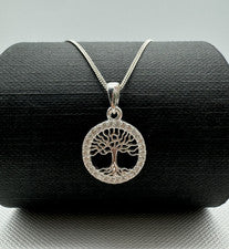 Collar redondo de plata esterlina 925 con dije de árbol de la vida 24 pulgadas NUEVO