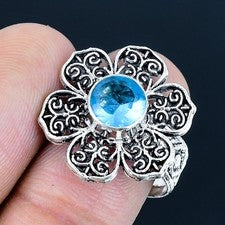 Anillo de joyería de plata esterlina 925 hecho a mano con piedras preciosas d...