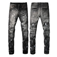 Vaqueros negros marca para hombre personalidad moda punto blanco talla 28-40