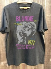 Camiseta Blondie Tour 1977 Estilo Básico Carbón Unisex Manga Corta Reimpresión S-5XL