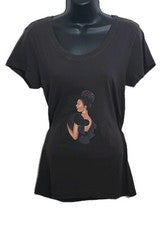 Camiseta para mujer marrón cuello redondo manga corta elegante con gráfico para mujer