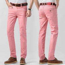 Pantalones de mezclilla ajustados elásticos informales simples informales de moda para hombre talla 28-40