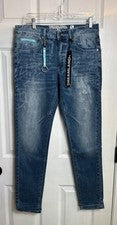 Pantalones de mezclilla ajustados Dreamland para hombre 30 NWTS ropa de calle estilo graffiti.