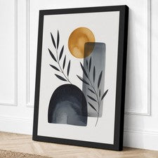 Impresión en lienzo minimalista de geometría y hojas arte de pared decoración del hogar listo para colgar