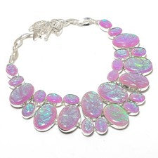 Collar de joyería de plata de ley 925 con piedras preciosas de ópalo triplete australiano 18" H556
