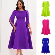 Vestido para mujer banquete manga 3/4 elegante moda vestido grande swing