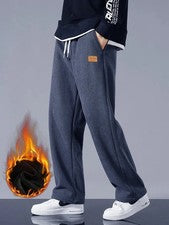 Pantalones deportivos informales térmicos cálidos forrados de pana de invierno para hombre
