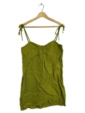 Vestido de verano Zara vestido de tirantes lino algodón verde mujer talla 34 nuevo con etiqueta
