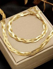 Collar y pulsera de cadena de serpiente de acero inoxidable 316 hechos a mano trenzados impermeables