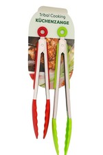 Juego de 2 pinzas de cocina acero inoxidable 23 cm y 30 cm - silicona resistente al calor - NUEVO