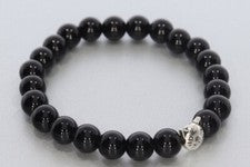 Obsidian Kugel 8mm Stretch Armband & Katze - individuelle Größe AB502