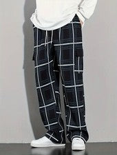 Pantalones cargo a cuadros de moda negros talla 4 XL para hombre duraderos de uso diario, varios