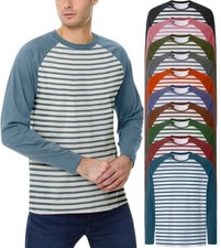 Camiseta raglán de manga larga para hombre FTLO camiseta a rayas de béisbol moda cuello redondo top
