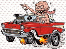 Camiseta Chevy Roth Style Pro Street Machine Gasser Weirdo 1957 210 Bel Air Tri 5