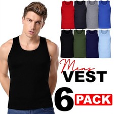 Paquete de 6 chalecos para hombre 100 % algodón camiseta sin mangas músculo verano entrenamiento gimnasio tops lisos