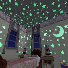 100x Pegatinas de Pared Decoración del Hogar Brilla en la Oscuridad Estrella Calcomanía Luna Habitación de Niños