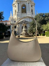 Bolso de hombro bandolera de lujo con asa superior de cuero italiano Lala crema para mujer