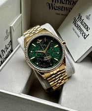Reloj pulsera Vivienne Westwood Wallace para dama esfera verde y tono dorado VV208GDGD