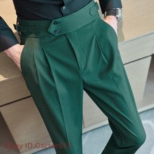 Hombres Gurkha Estilo Británico Negocios Formal Vestido Pierna Recta Pantalones Pantalones LO ÚLTIMO