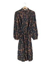 Vestido blusa mujer Yest marrón negro estampado Leo viscosa talla 36