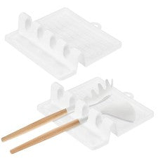 Paquete de 2 reposa utensilios de cocina múltiples de silicona, resistentes al calor [blanco]