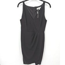 Vestido Manydress para mujer pequeño negro sin mangas cuello en V imitación envoltura funda LBD