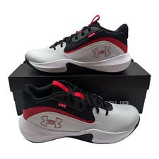 Zapatillas de baloncesto Under Armour Lockdown 7 para hombre talla 9 gris rojo 3028512-100