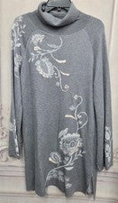 NUEVO Vestido Suéter Style & Co Para Mujer M Bordado Brillante Tejido Cuello Alto Gris