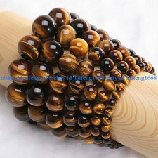 Natürlich 6mm-20mm Gelb Tigerauge Runde Edelstein Perlen Dehnbar Armband 7.5''