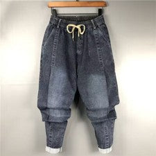 Moda Para Hombres Denim Harén Pantalones Sueltos Ajustados Jeans Retro Informales Pantalones Primavera