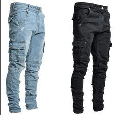 Pantalones de mezclilla elásticos ajustados para hombre Pantalones ajustados informales Pantalones ajustados Moda