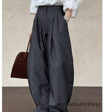 Pantalones de traje de pierna ancha estilo japonés para hombre retro informales pantalones sueltos