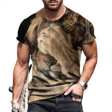 Camiseta Hombre León Moda Gráfico Manga Corta Ropa Activa Aptitud Física Tee Top