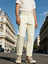 Elegante Informal Hombres Estilo Italiano Cintura Alta Pantalones Sueltos Pierna Recta Traje Pantalones