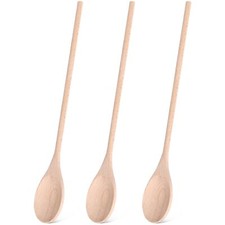 Paquete de 3 cucharas de madera ovaladas de 14" utensilios de cocina antiadherentes para mezclar agitar
