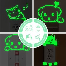 4 pegatinas de pared luminosas calcomanías de pared de moda interruptor decoración para el hogar