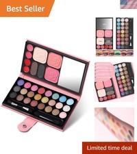 Elegante kit de maquillaje todo en uno - 24 tonos, espejo y pinceles para principiantes y profesionales