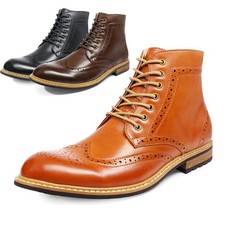 Botas chukka de cuero para motocicleta Derby Oxford zapatos al tobillo de vestir para hombre