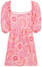Vestido para mujer - Vestido sin solero estampado naranja - XL - Vestido manga abullonada