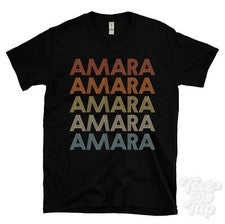 CAMISETA AMARA ESTILO RETRO REPETIDA Hombre y Mujer Novedad Genial Nombre Regalo