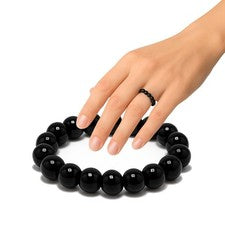 Anillo elástico de piedras preciosas PURAJA | Piedra natural real: turmalina | Anillo antiestrés