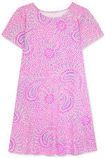 Vestido para mujer - Vestido estampado rosa púrpura - Mini vestido - Pequeño - Algodón